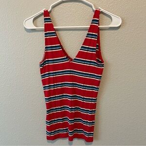 Express Red and Blue Striped Tank Top